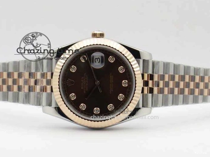 MiroTime 0313 Vibrant DateJust 41mm 126303 Noob 1:1 Best Edition RG Wrapped Brown Diam Dial Fluted Bezel On Jubilee Bracelet A 3781